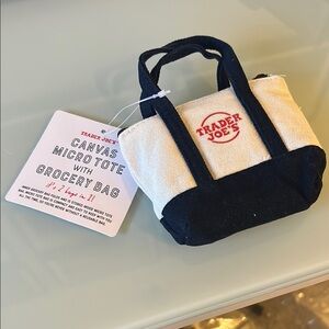 Trader Joe's Canvas Micro Tote Bag - Navy and Cream